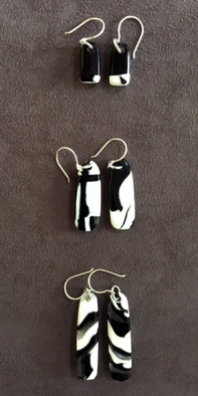 yardbird earrings (magpie), fused glass & silver